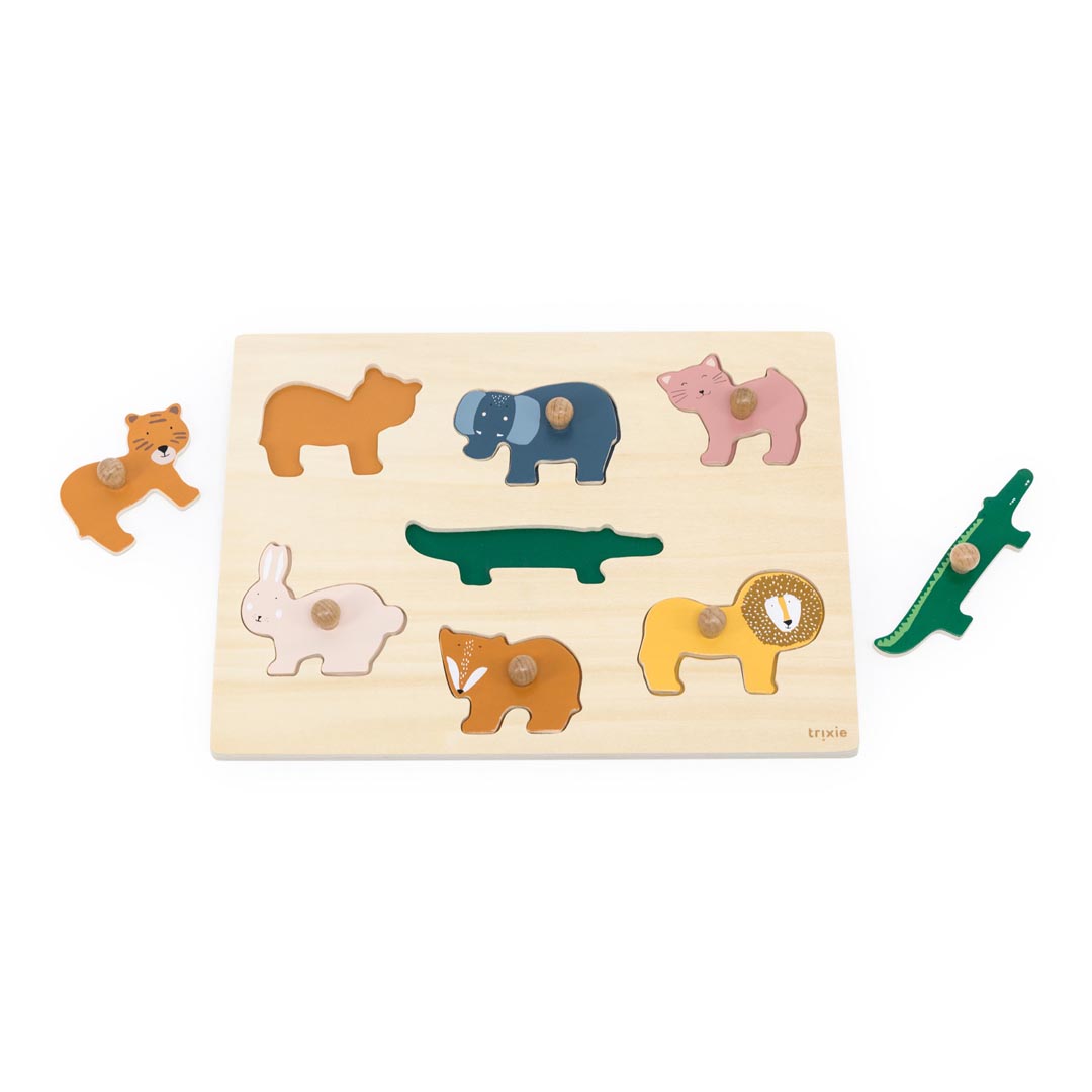 Einlege-Puzzle aus Holz mit Tieren 7-teilig